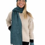 Lined Pocket Scarf - Turquoise Herringbone